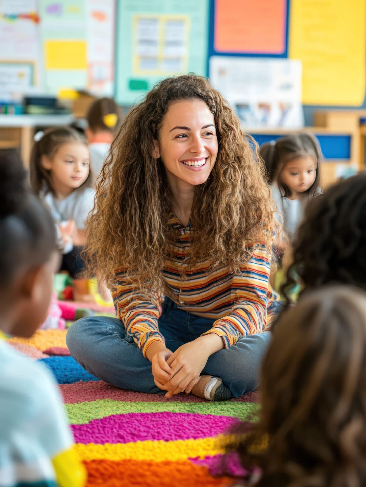 A Morgan’s Early Learning Centers teacher sitting with her students